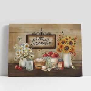 Christian Canvas Wall Art, Just breathe daisy…