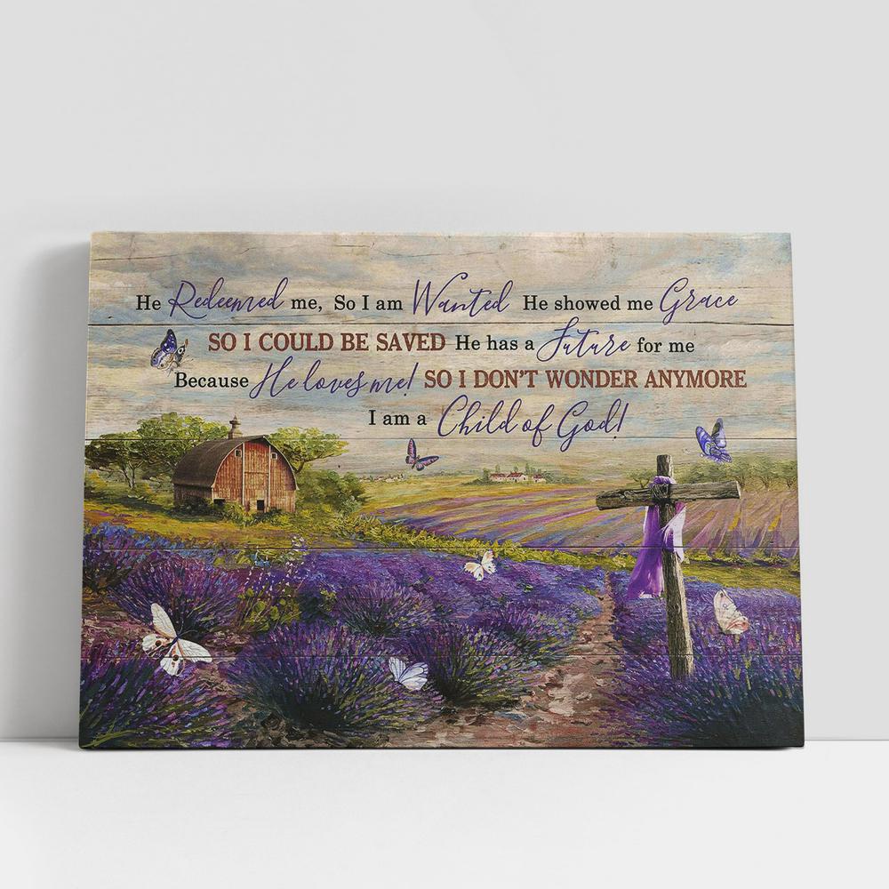 Christian Canvas Wall Art, Lavender Flower Field I Am A Child Of God Canvas Art, Christian Gifts Wall Art Decor