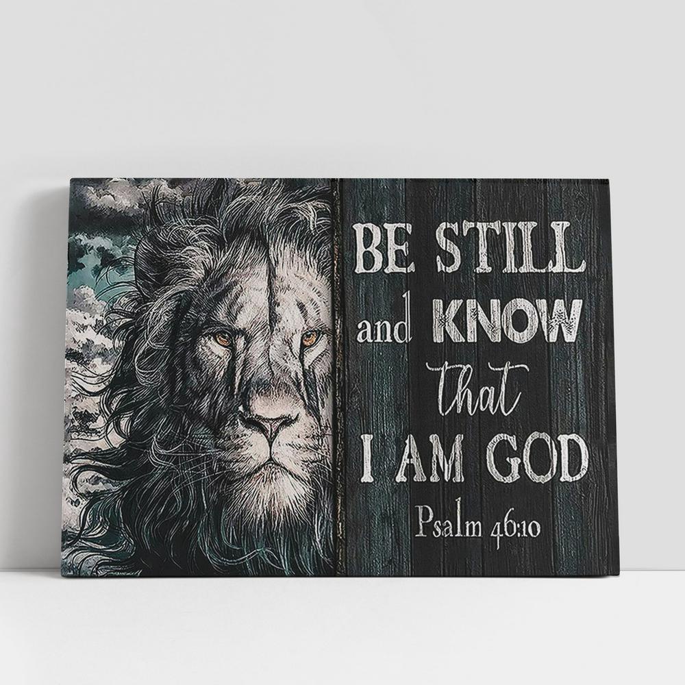 Christian Canvas Wall Art, Lion Face Be Still And Know Canvas Art, Lion Canvas Wall Decor