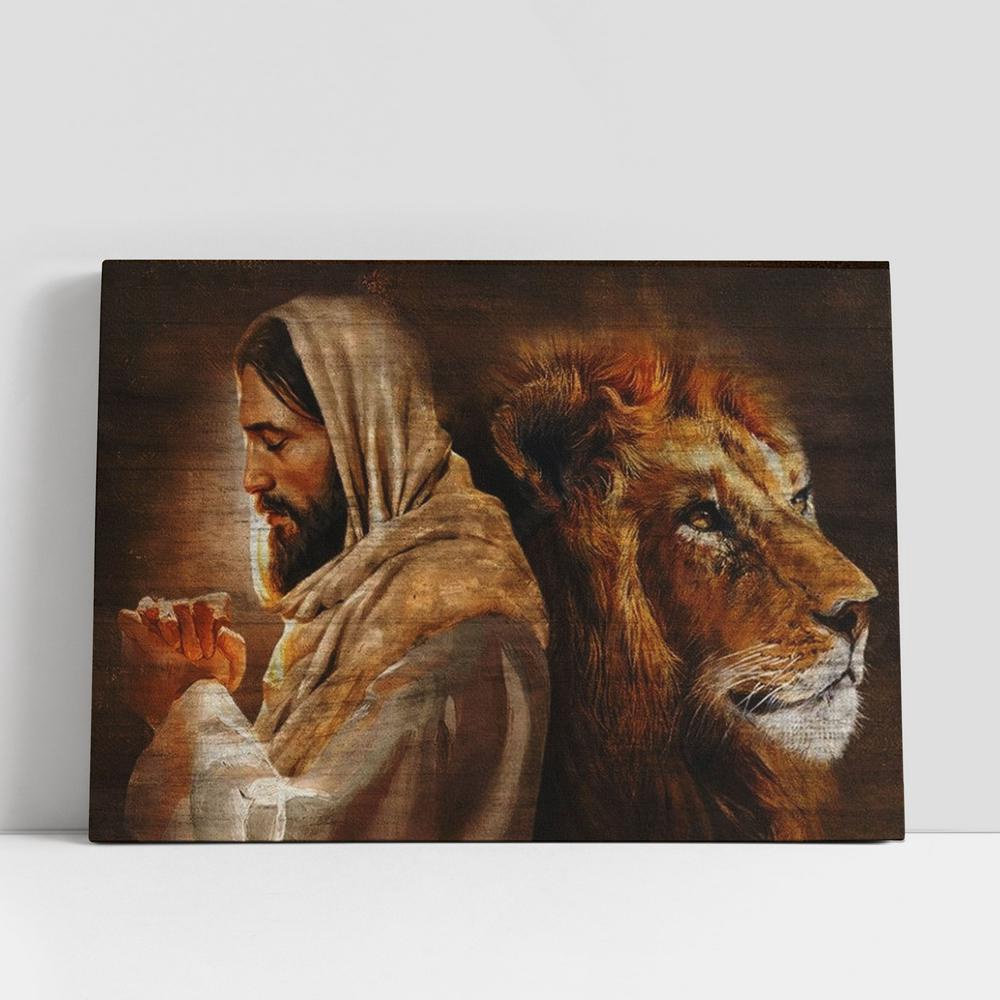 Christian Canvas Wall Art, Lion King Of Kings Pray For Healing Jesus Canvas Poster Christian Canvas Wall Art, Lion King Of Kings Pray For Healing Jesus Canvas Poster