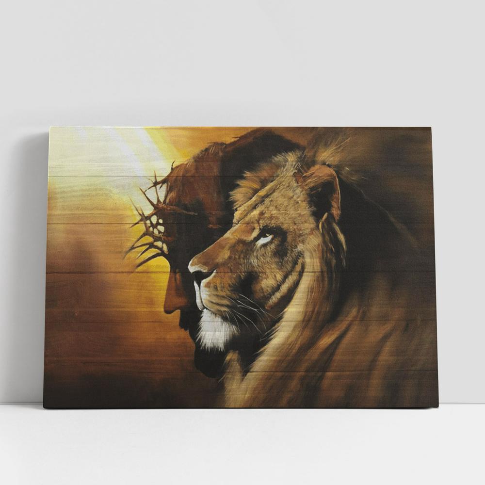 Christian Canvas Wall Art, Lion Of Judah And Jesus Large Canvas