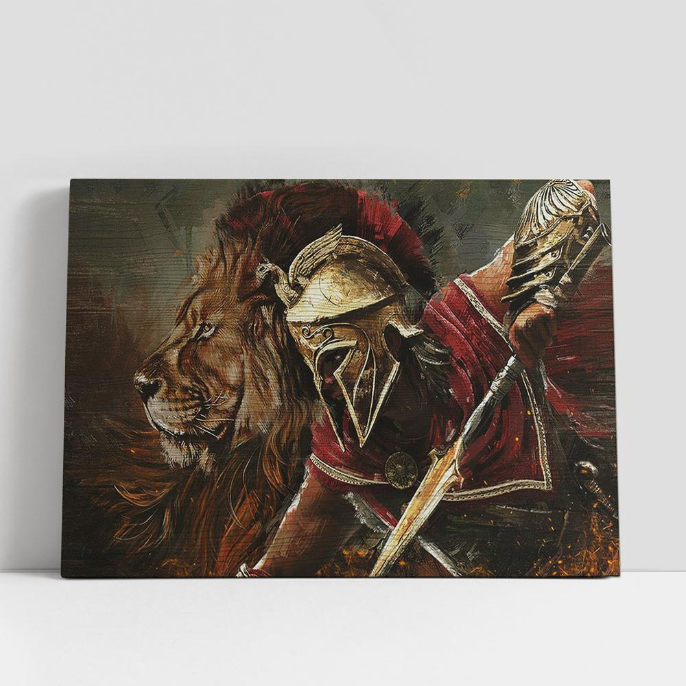Christian Canvas Wall Art, Lion Of Judah Helmet Of Salvation Great A Brave Warrior Of God Canvas Art, Christian Gifts Wall Art Decor Christian Canvas Wall Art, Lion Of Judah Helmet Of Salvation Great A Brave Warrior Of God Canvas Art, Christian Gifts Wall Art Decor