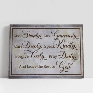 Christian Canvas Wall Art, Live Simply Love…