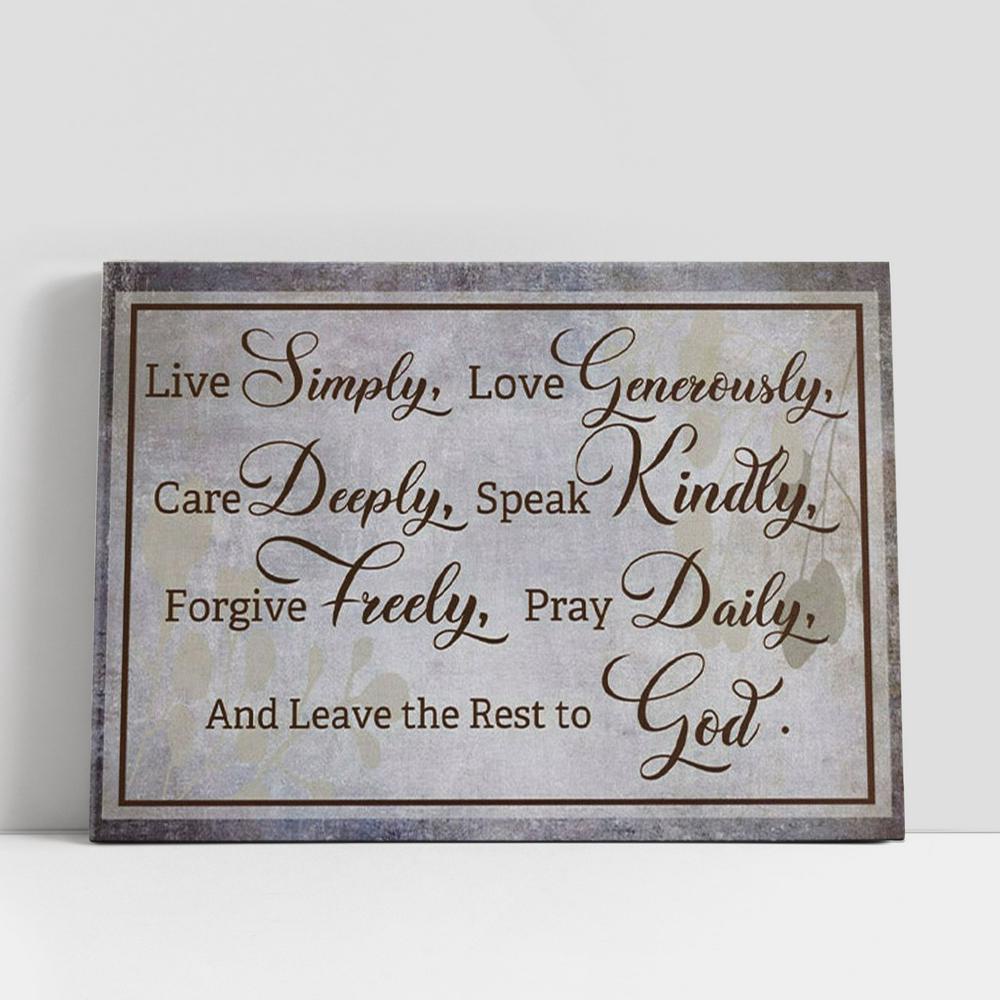 Christian Canvas Wall Art, Live Simply Love Generously Canvas Wall Art