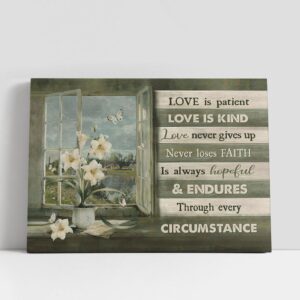 Christian Canvas Wall Art, Love Is Patient…