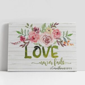 Christian Canvas Wall Art, Love Never Fails…