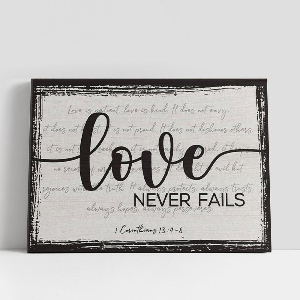 Christian Canvas Wall Art, Love Never Fails 1 Corinthians 134-8 Canvas Wall Art Christian Gifts Gifts