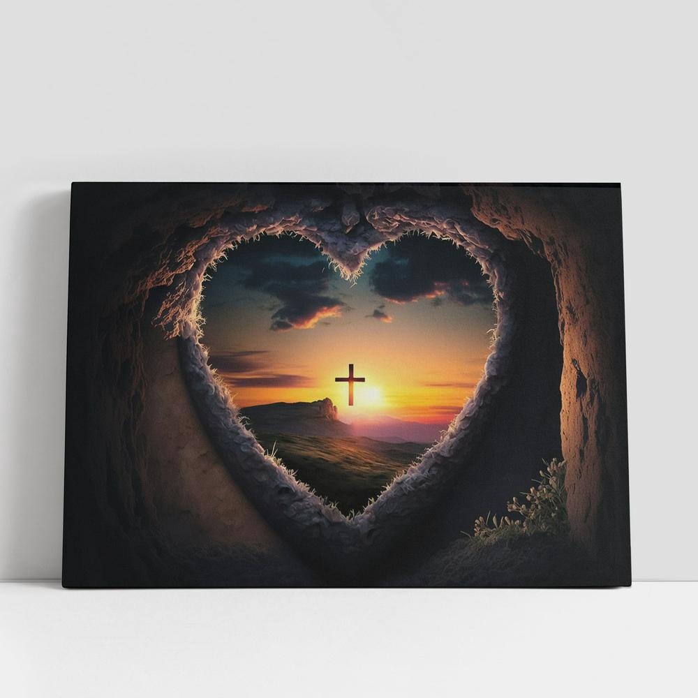 Christian Canvas Wall Art, Love Pray Cross Sunset Canvas Pictures, Faith Art, Christian Gifts Canvas Wall Art Decor