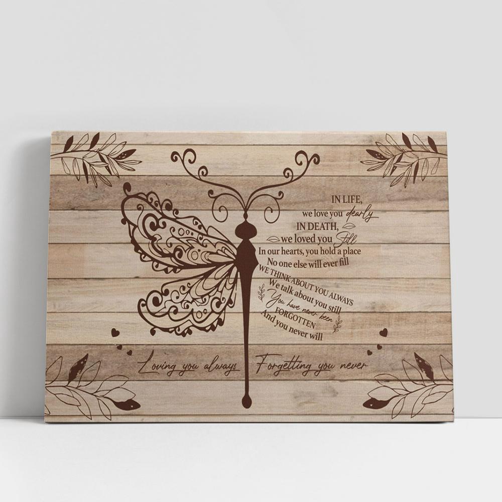 Christian Canvas Wall Art, Loving You Always Forgetting You Never Dragonfly Flower Leaf Large Canvas