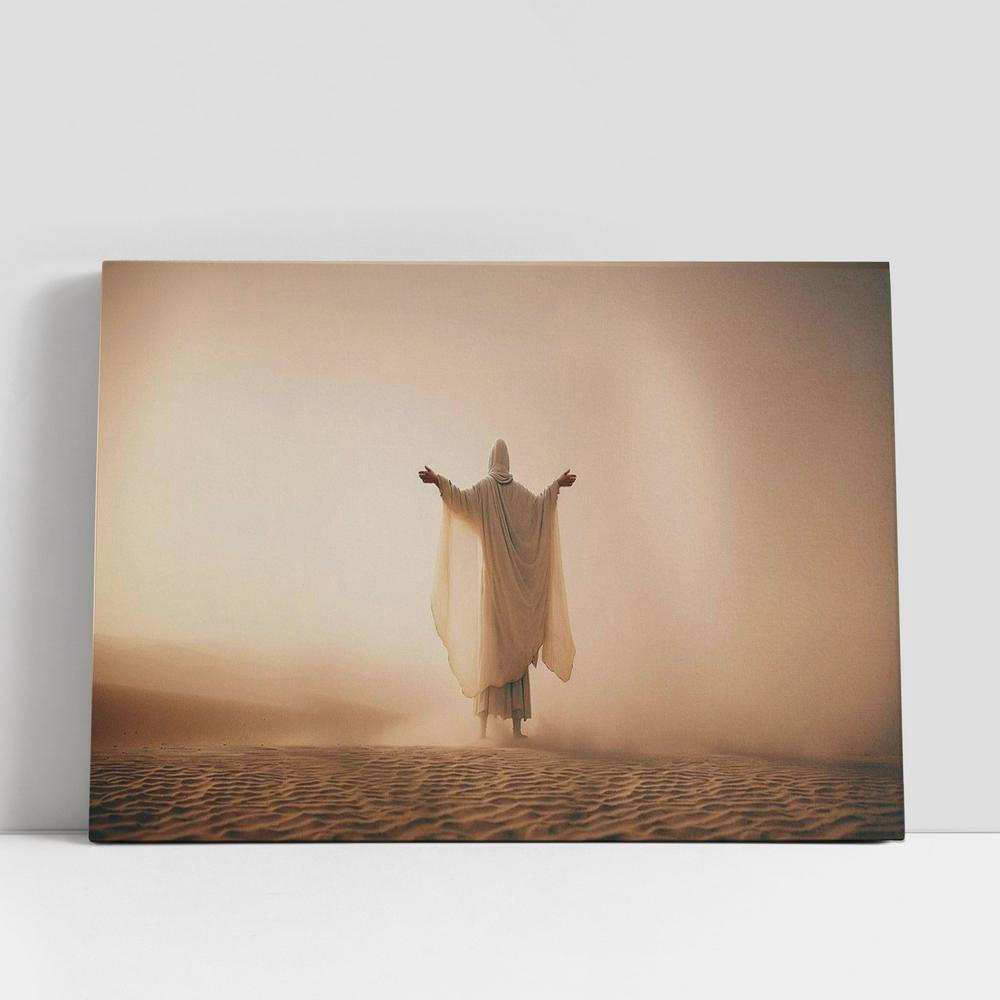 Christian Canvas Wall Art, Man Coat Stand Desert Sands During Storm Raising Hands Pray Canvas Pictures, Faith Art, Christian Gifts Canvas Wall Art Decor Christian Canvas Wall Art, Man Coat Stand Desert Sands During Storm Raising Hands Pray Canvas Pictures, Faith Art, Christian Gifts Canvas Wall Art Decor