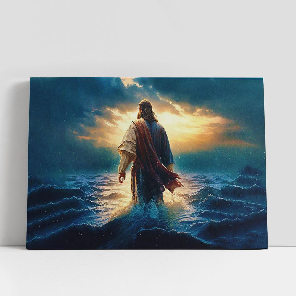 Christian Canvas Wall Art, Modern Jesus Walking On Water Art Canvas, Jesus Christ Picture, Christian Gifts Home Decor Christian Canvas Wall Art, Modern Jesus Walking On Water Art Canvas, Jesus Christ Picture, Christian Gifts Home Decor