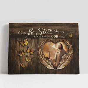 Christian Canvas Wall Art, Monarch Butterfly Jesus…