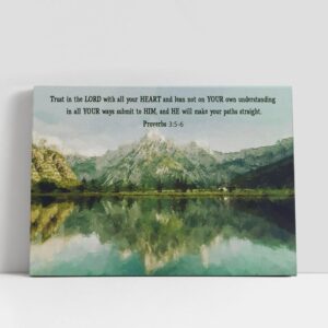 Christian Canvas Wall Art, Mountain Lake Proverbs…
