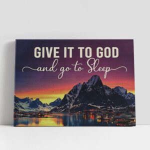 Christian Canvas Wall Art, Mountain Sunset Give…