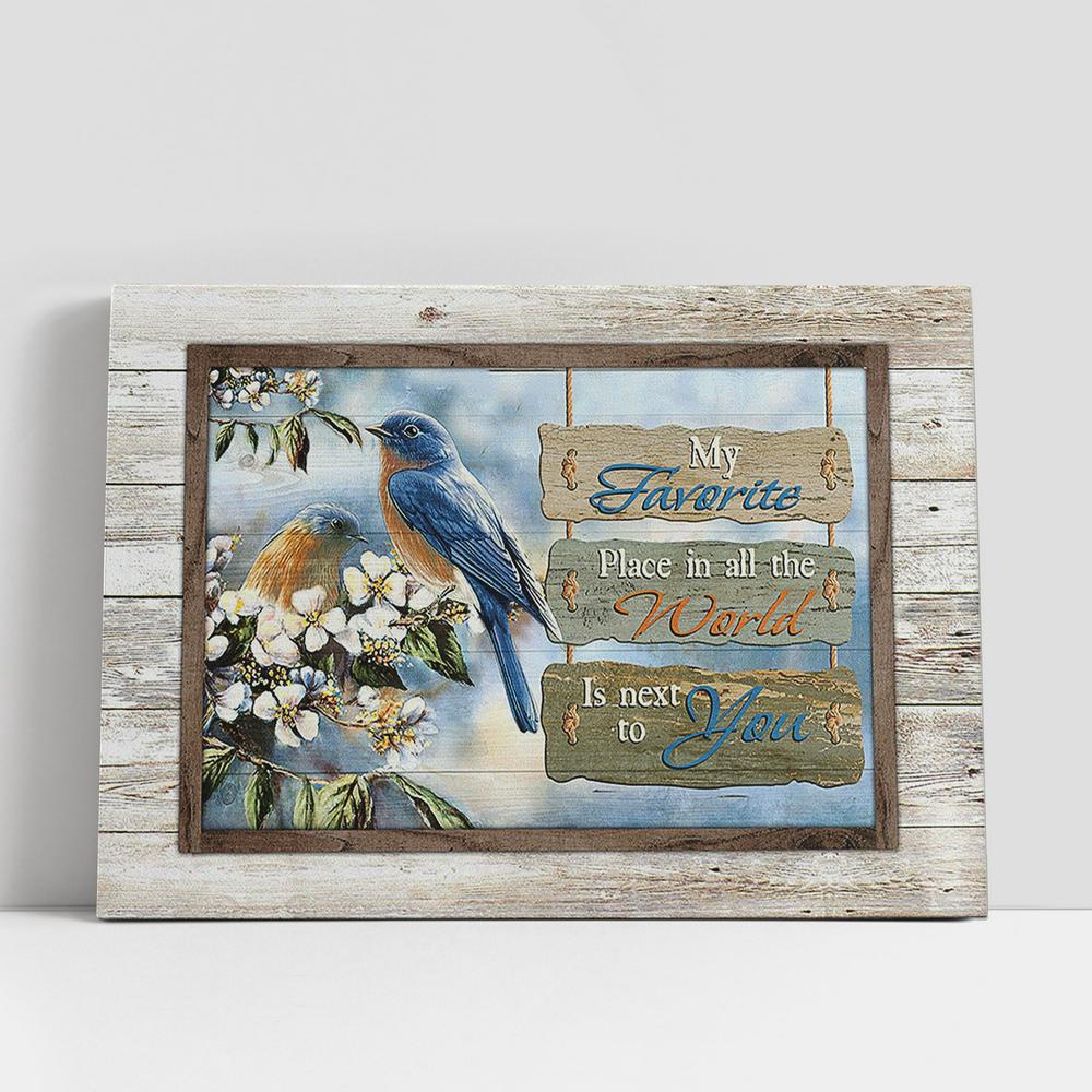 Christian Canvas Wall Art, My Favorite Place In All The World Bluebird Jasmine Forest Canvas Art, Christian Gifts Wall Art Decor