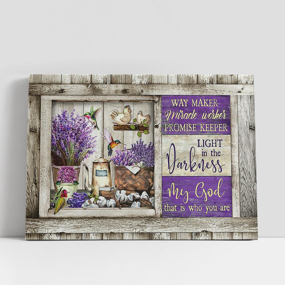 Christian Canvas Wall Art, My God is the light in the darkness Dried lavender hummingbird Canvas Wall Art
