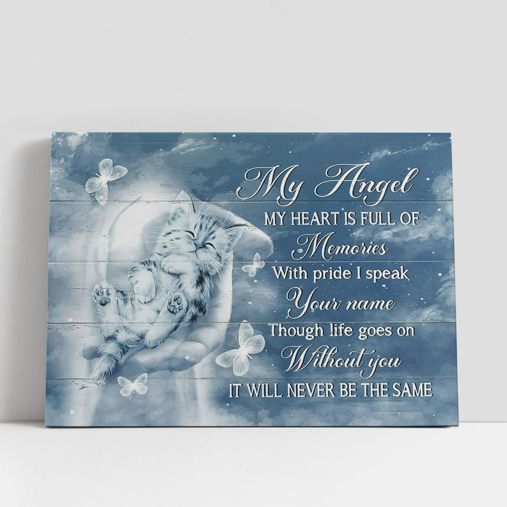 Christian Canvas Wall Art, My Heart Is Full Of Memories Canvas, Baby Cat Jesus Take My Hand Canvas Wall Art