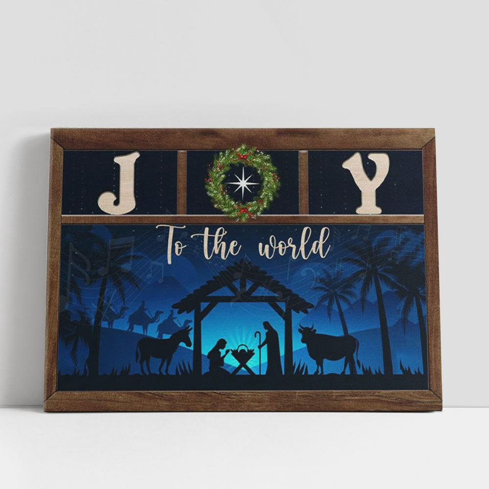 Christian Canvas Wall Art, Nativity Scene, Joy To The World Christmas Canvas Wall Art