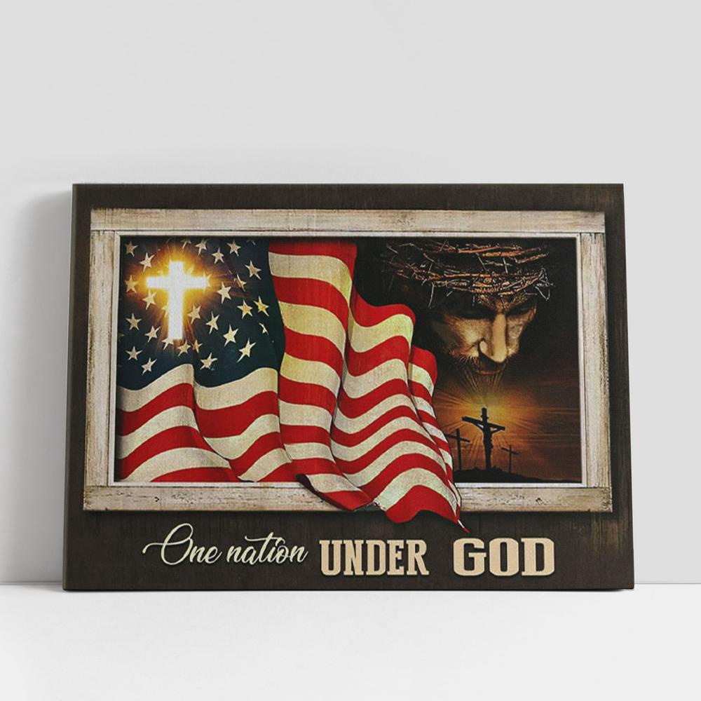 Christian Canvas Wall Art, Patriotism Christian Gifts, One Nation Under God Canvas Wall Art