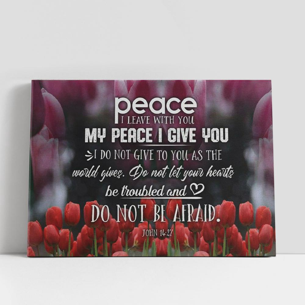 Christian Canvas Wall Art, Peace I Leave With You John 1427 Bible Verse Canvas Wall Art