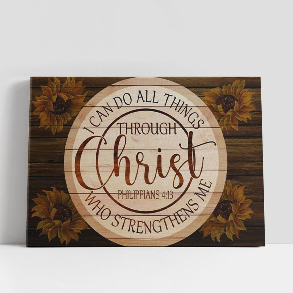 Christian Canvas Wall Art, Philippians 413 Wall Art Sunflower I Can Do All Things Through Christ Canvas Print