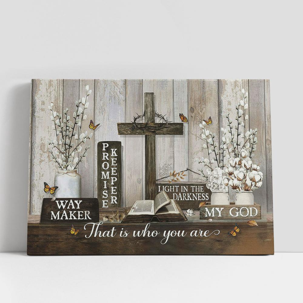 Christian Canvas Wall Art, Pray To Jesus Jesus Is The Light In The Darkness The Bible Wooden Cross Canvas Art, Christian Gifts Wall Art Decor