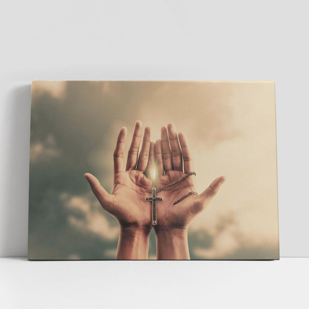 Christian Canvas Wall Art, Praying Hands Hold Crucifix Cross Canvas Pictures, Faith Art, Christian Gifts Canvas Wall Art Decor Christian Canvas Wall Art, Praying Hands Hold Crucifix Cross Canvas Pictures, Faith Art, Christian Gifts Canvas Wall Art Decor