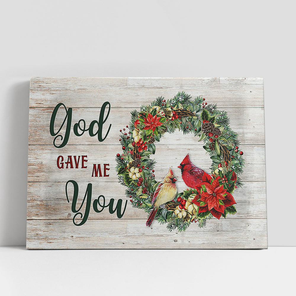 Christian Canvas Wall Art, Pretty Cardinal Couple God Gave Me Youwall Decor Visual Art Canvas Art, Christian Gifts Wall Art Decor