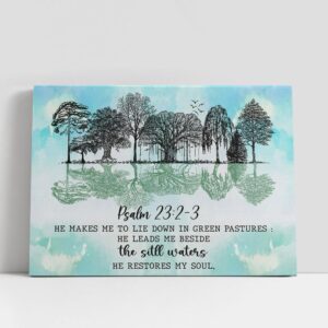 Christian Canvas Wall Art, Psalm 232-3 He…