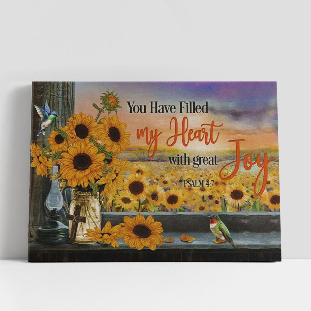 Christian Canvas Wall Art, Psalm 47 You Have Filled My Heart With Great Joy Canvas Wall Art