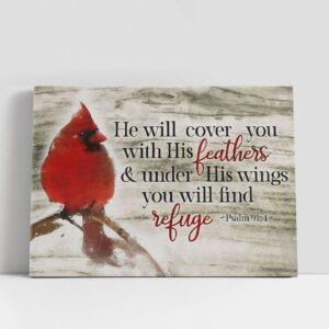 Christian Canvas Wall Art, Psalm 914 He…