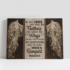 Christian Canvas Wall Art, Psalm 914 He…