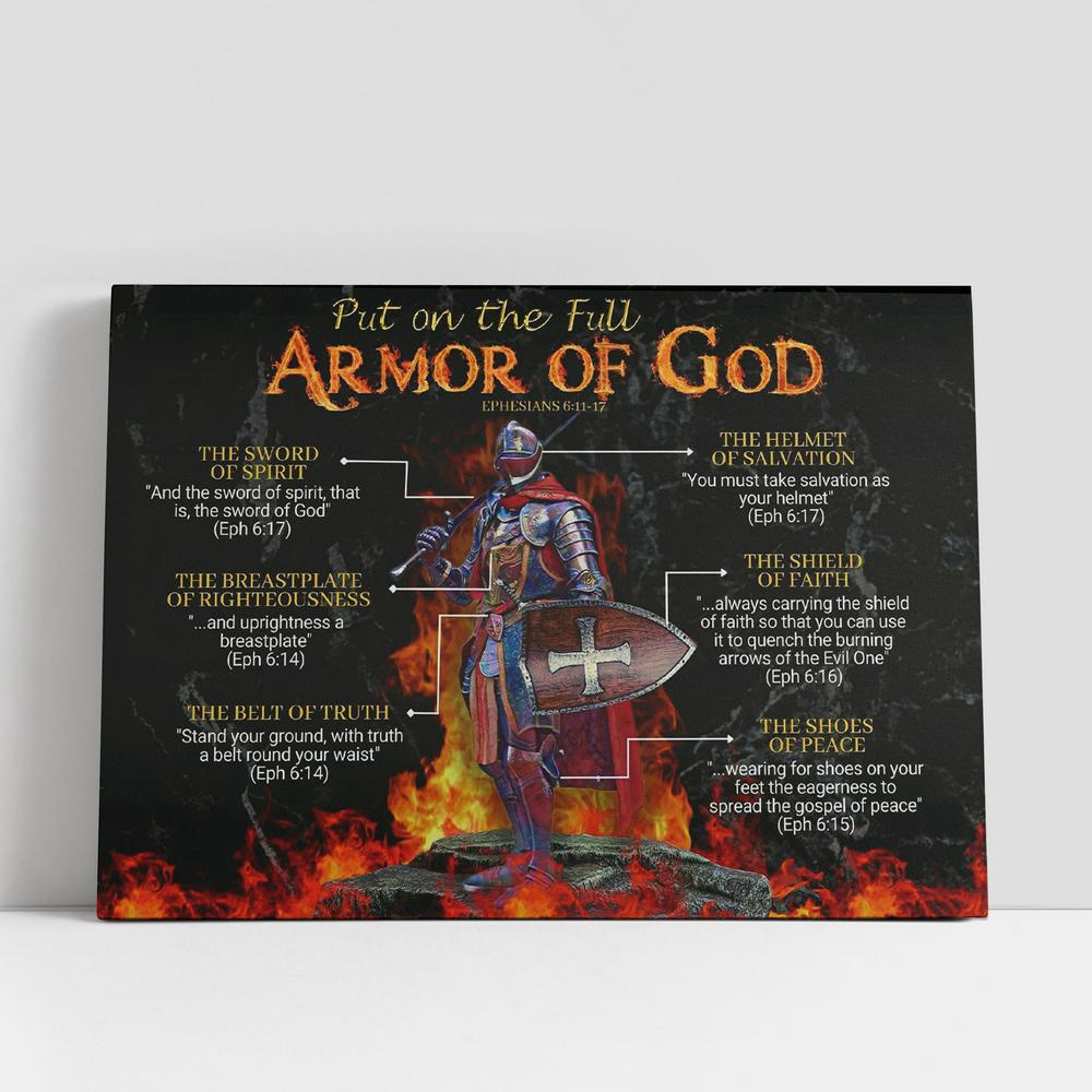 Christian Canvas Wall Art, Put On The Full Armor Of God Ephesians 6 10 18 Canvas Art, Christian Gifts Wall Art, Religious Wall Decor