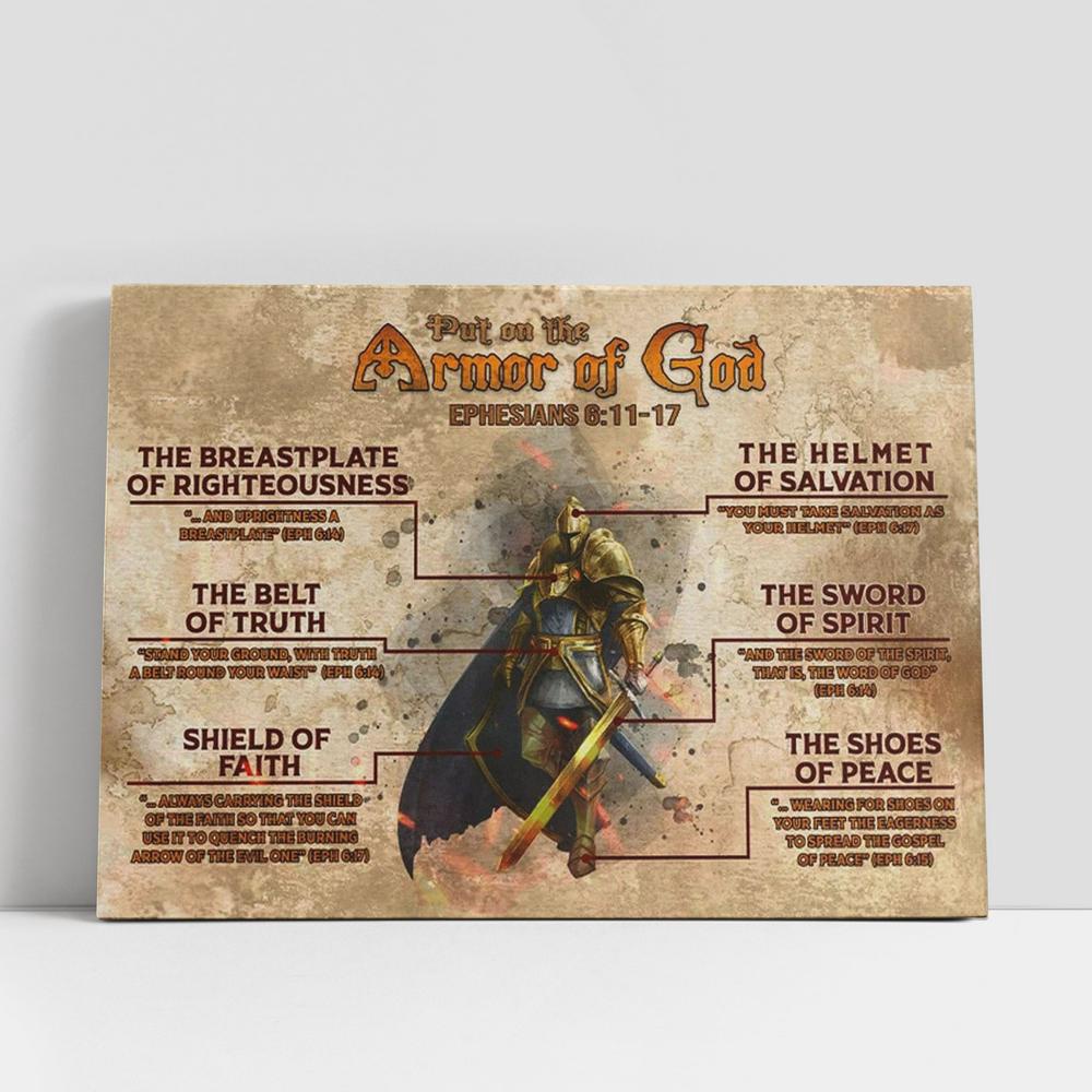 Christian Canvas Wall Art, Put On The Full Armor Of God Knight Canvas Art, Christian Gifts Wall Art, Religious Wall Decor