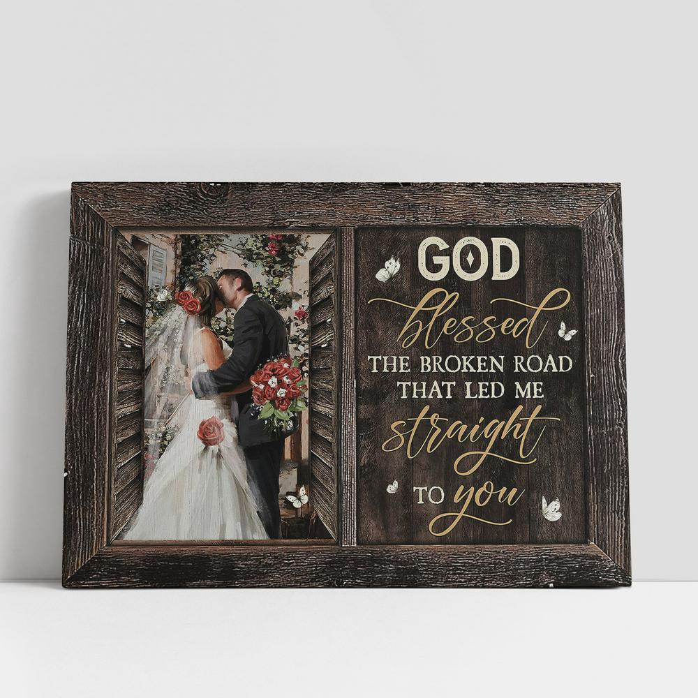 Christian Canvas Wall Art, Red rose God blessed the broken road Canvas Wall Art