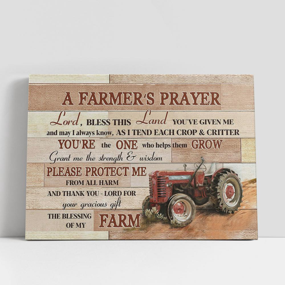 Christian Canvas Wall Art, Red truck A farmer’s prayer Canvas Wall Art