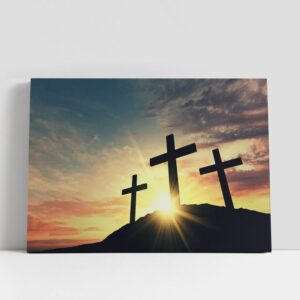Christian Canvas Wall Art, Religious Cross Night…