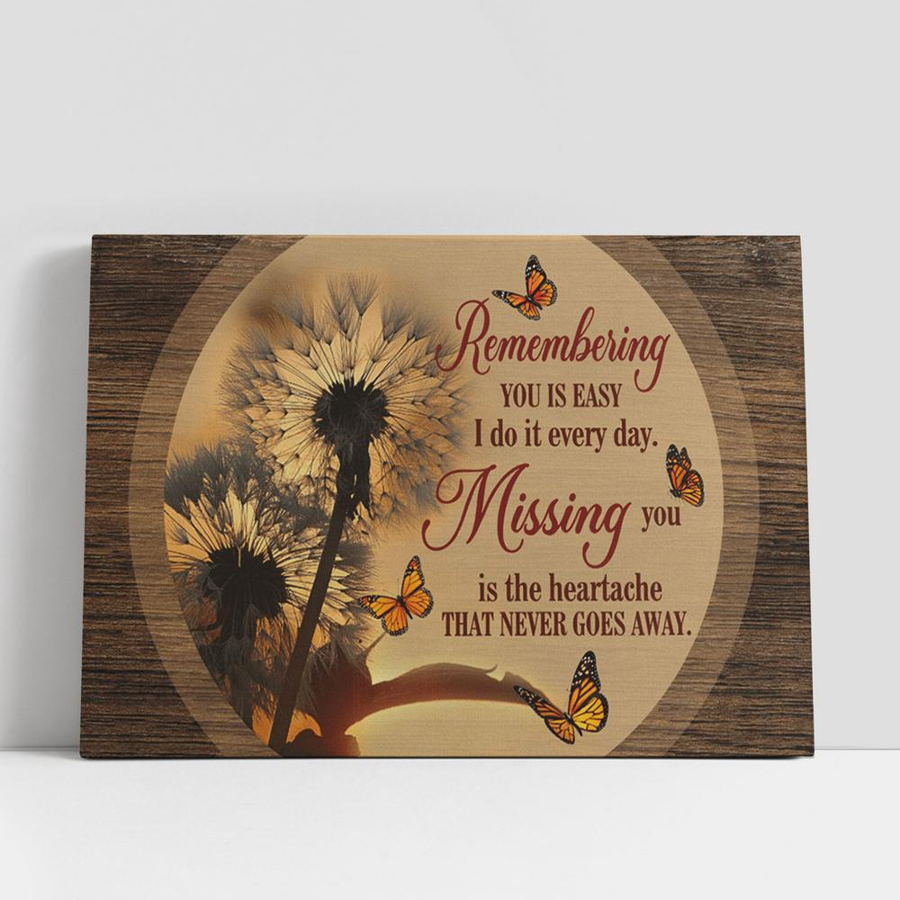 Christian Canvas Wall Art, Remembering You Is Easy I Do It Everyday Dandelion Butterfly Sunset Large Canvas Christian Canvas Wall Art, Remembering You Is Easy I Do It Everyday Dandelion Butterfly Sunset Large Canvas