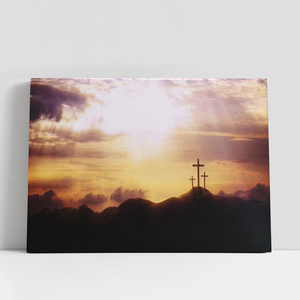 Christian Canvas Wall Art, Resurrection Jesus Christ Holy Cross Canvas Pictures, Faith Art, Christian Gifts Canvas Wall Art Decor