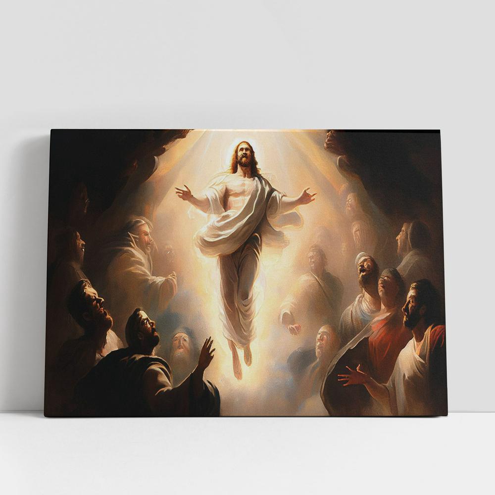 Christian Canvas Wall Art, Resurrection Jesus Christ Is Ascending Heaven Canvas Pictures, Faith Art, Christian Gifts Canvas Wall Art Decor