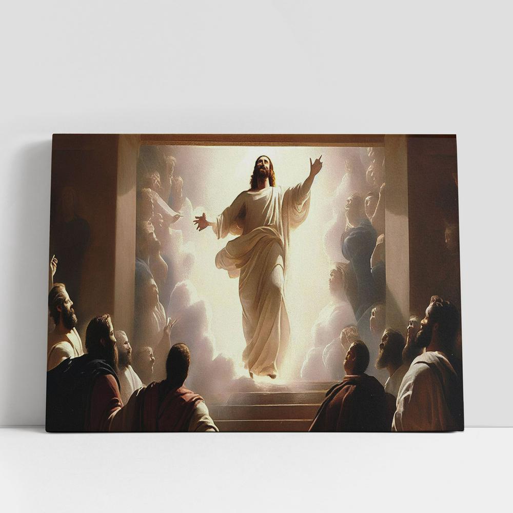 Christian Canvas Wall Art, Resurrection Jesus Is Ascending Heaven Canvas Pictures, Faith Art, Christian Gifts Canvas Wall Art Decor