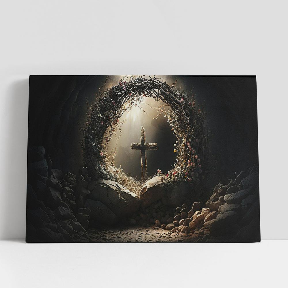 Christian Canvas Wall Art, Resurrection Light Empty Tomb With Crucifix Dawn Canvas Pictures, Faith Art, Christian Gifts Canvas Wall Art Decor Christian Canvas Wall Art, Resurrection Light Empty Tomb With Crucifix Dawn Canvas Pictures, Faith Art, Christian Gifts Canvas Wall Art Decor