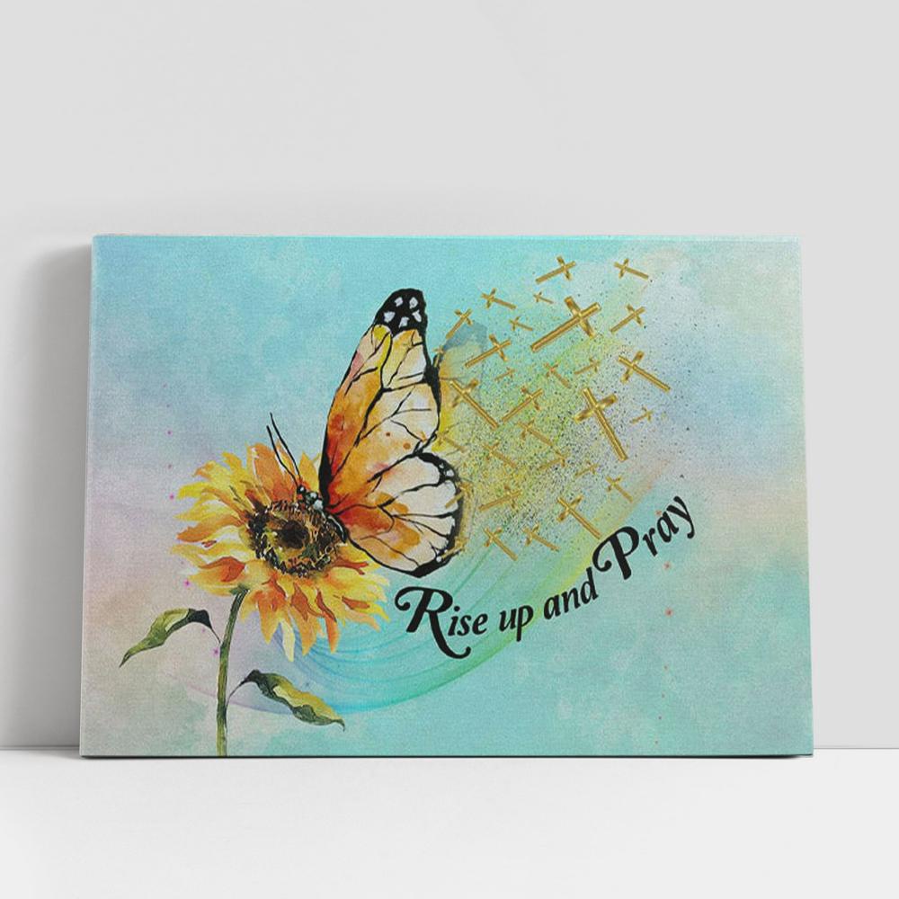 Christian Canvas Wall Art, Rise Up And Pray Butterfly Sunflower Canvas Wall Art Christian Canvas Wall Art, Rise Up And Pray Butterfly Sunflower Canvas Wall Art