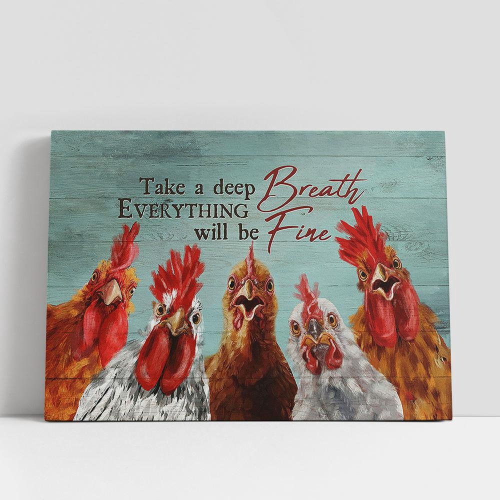 Christian Canvas Wall Art, Rooster Peace Farm Take A Deep Breath, Everything Will Be Fine Wall Art Canvas, Christian Gifts Wall Art Christian Canvas Wall Art, Rooster Peace Farm Take A Deep Breath, Everything Will Be Fine Wall Art Canvas, Christian Gifts Wall Art
