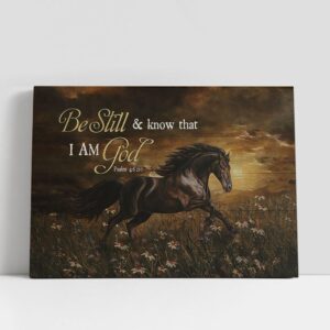 Christian Canvas Wall Art, Running Horse Daisy…