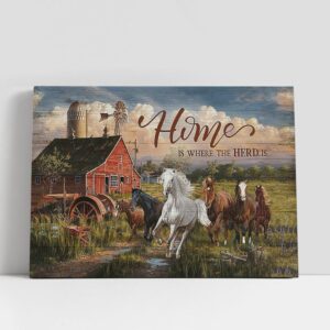 Christian Canvas Wall Art, Running Horse Home…