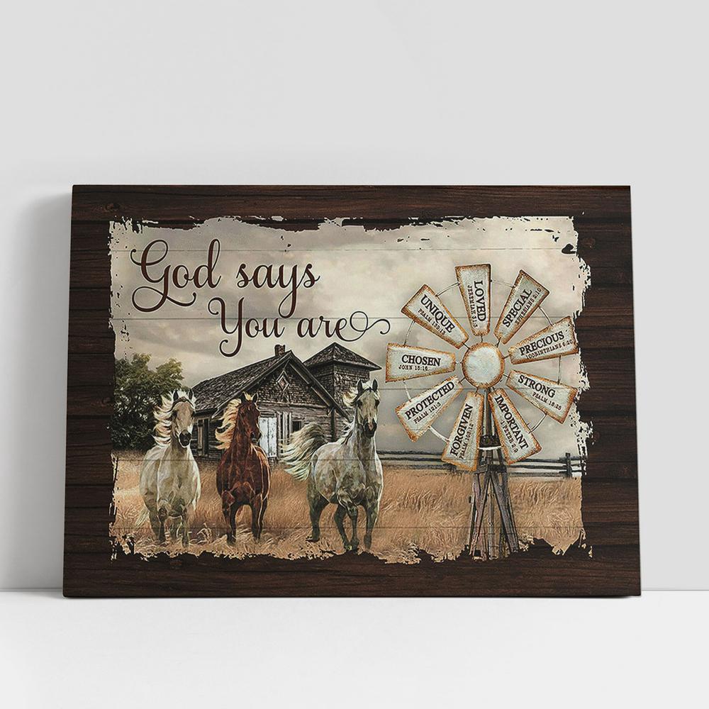 Christian Canvas Wall Art, Running Horses God Says You Are Wall Art Canvas, Gifts For Horse Lovers Christian Canvas Wall Art, Running Horses God Says You Are Wall Art Canvas, Gifts For Horse Lovers