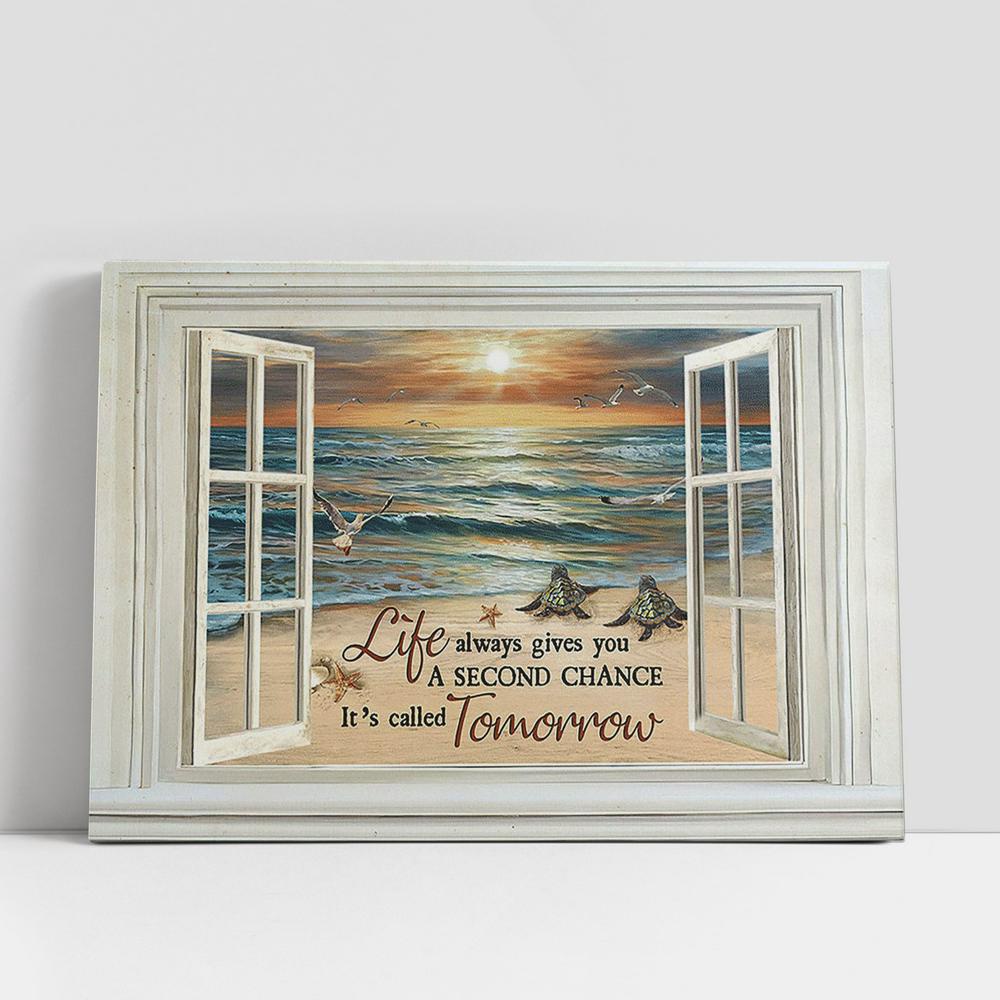 Christian Canvas Wall Art, Sea Turtle Life Always Gives You A Second Chance Canvas Painting, Christian Gifts Wall Art, Gifts For Turtle Lovers Christian Canvas Wall Art, Sea Turtle Life Always Gives You A Second Chance Canvas Painting, Christian Gifts Wall Art, Gifts For Turtle Lovers