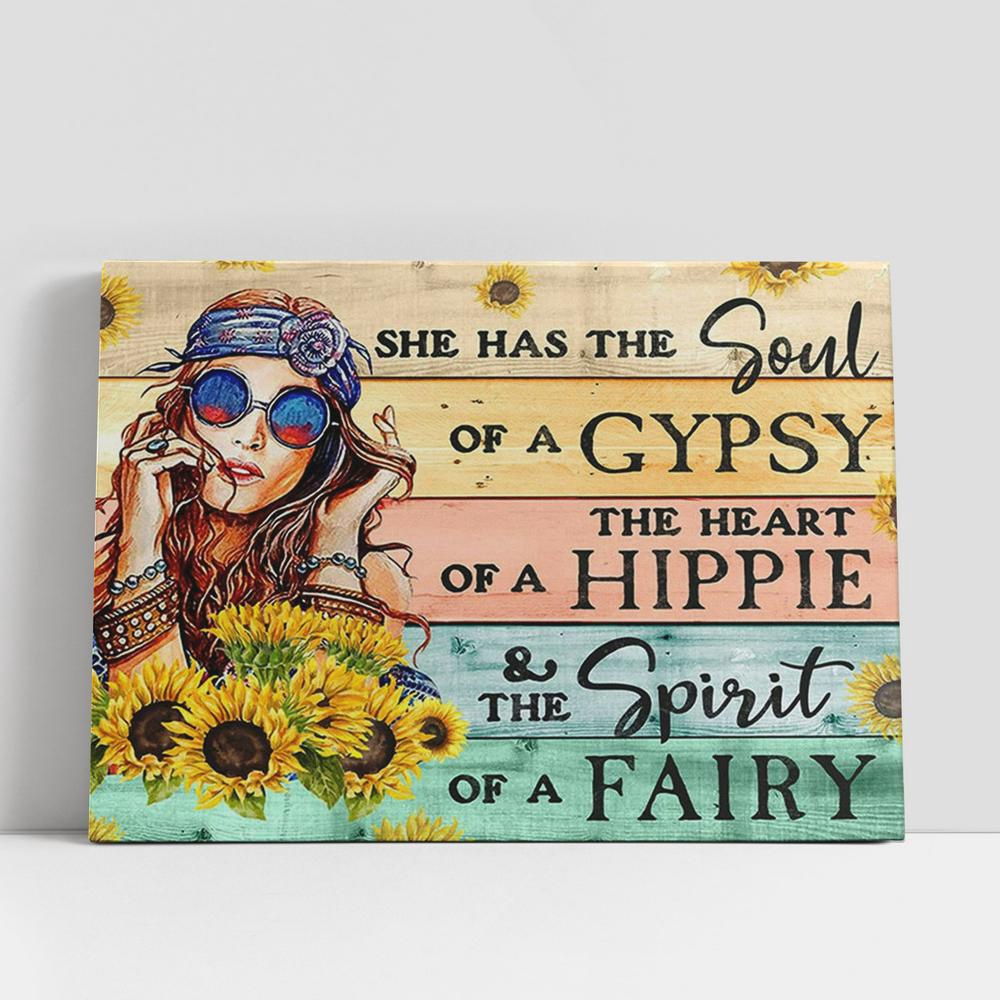 Christian Canvas Wall Art, She Has The Soul Of A Gypsy Sunflower Girl Canvas Wall Art Christian Canvas Wall Art, She Has The Soul Of A Gypsy Sunflower Girl Canvas Wall Art