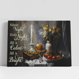Christian Canvas Wall Art, Silent Night Holy…